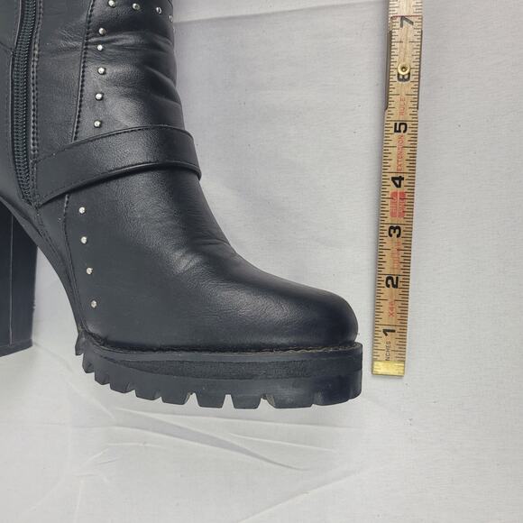 Krush Ankle Chunky Heeled Boots Black Silver Studs Size 5 Gothic Witchy Rocker - Picture 9 of 9